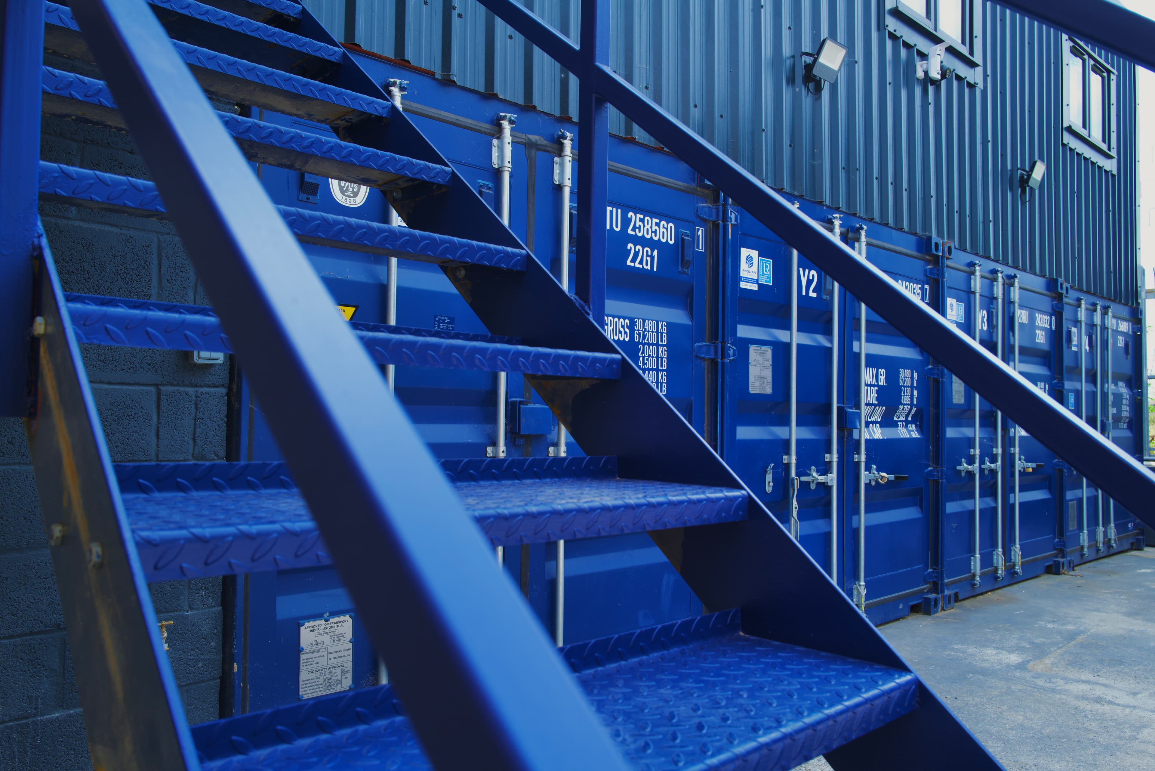 Rows of secure self storage containers